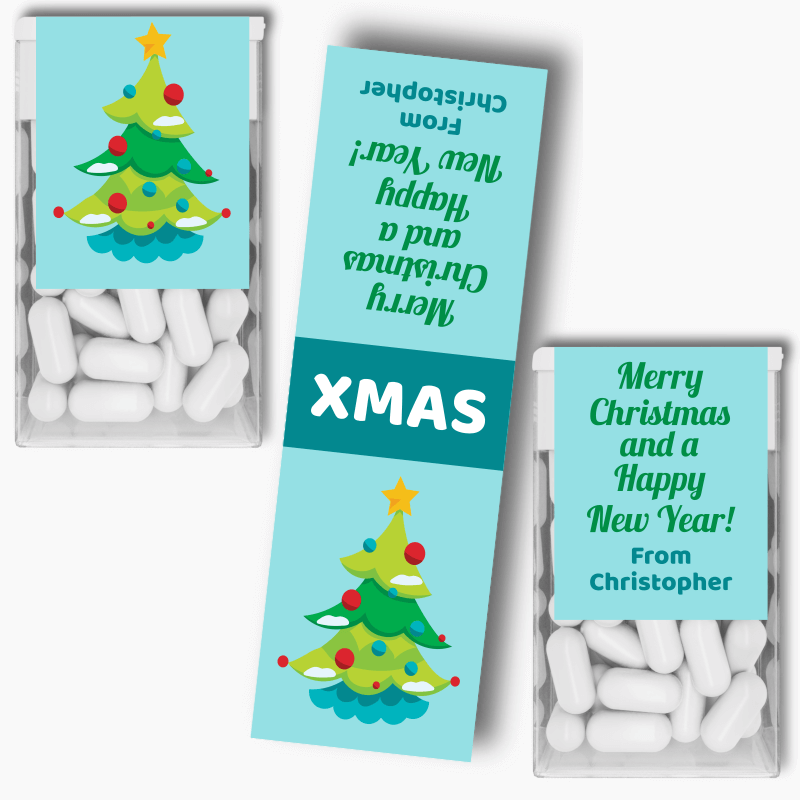 Personalised Boys Xmas Tree Christmas Gift Tic Tac Labels