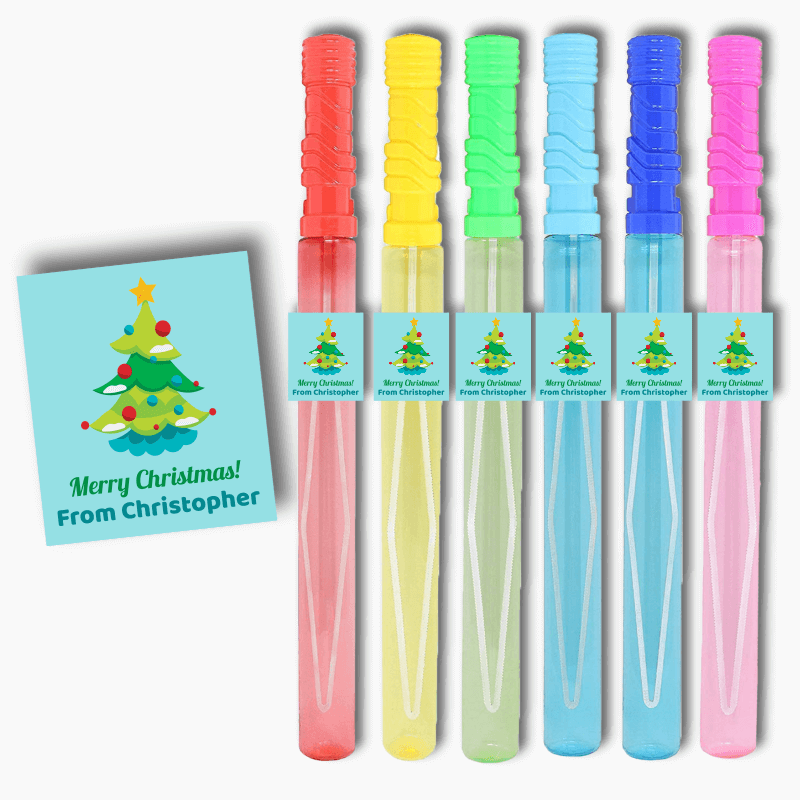 Boys Xmas Tree Christmas Gift Rectangle Stickers