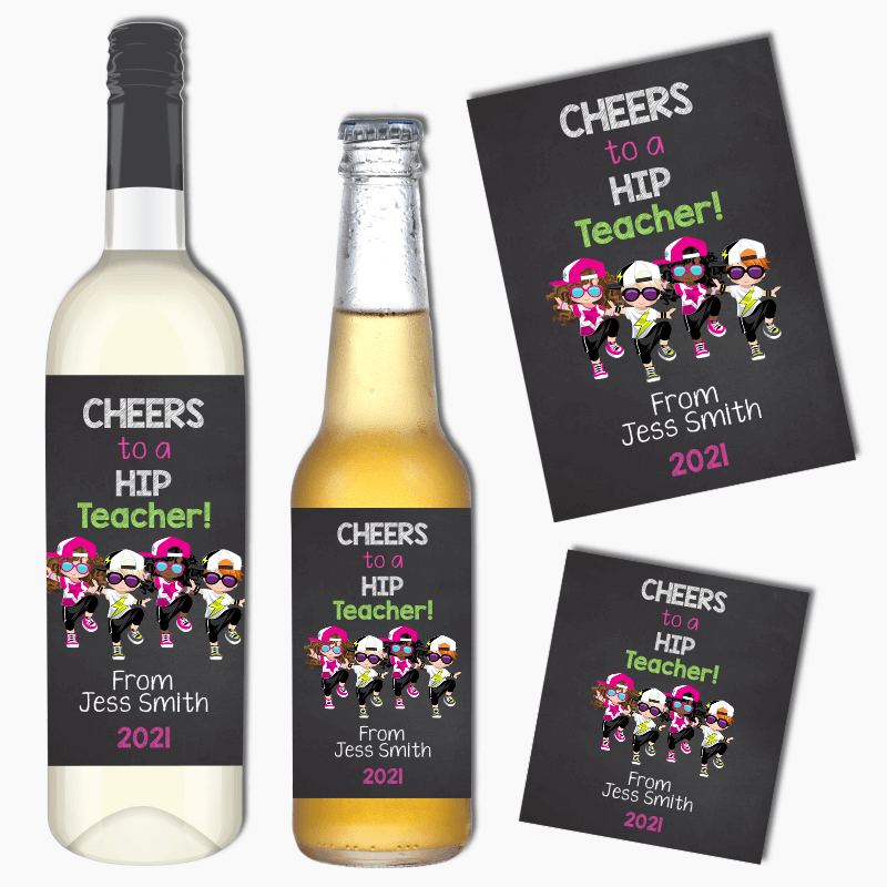 Personalised Breakdance Teacher Gift Wine & Beer Labels