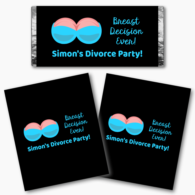 Personalised Breast Decision Ever Divorce Party Mini Chocolate Labels