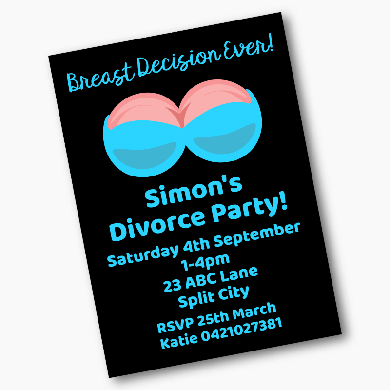 Personalised Breast Decision Ever Divorce Party Invites