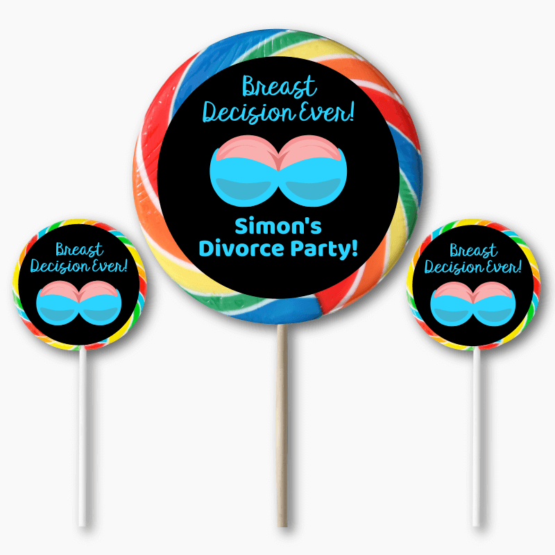 Personalised Breast Decision Ever Divorce Party Round Stickers