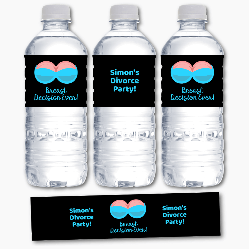 Personalised Breast Decision Ever Divorce Party Water Labels