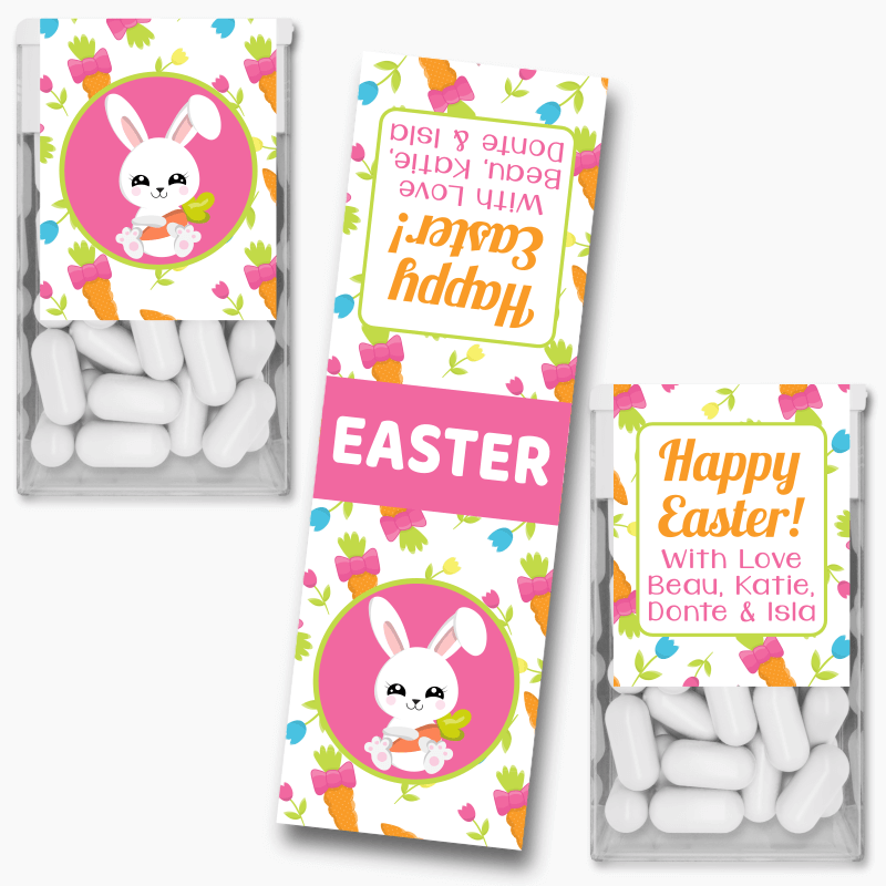 Kids No Chocolate Bunny &amp; Carrots Easter Gift Tic Tac Labels