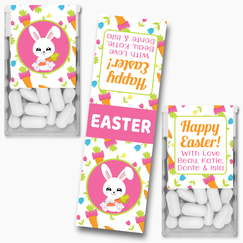 Kids No Chocolate Bunny & Carrots Easter Gift Tic Tac Labels