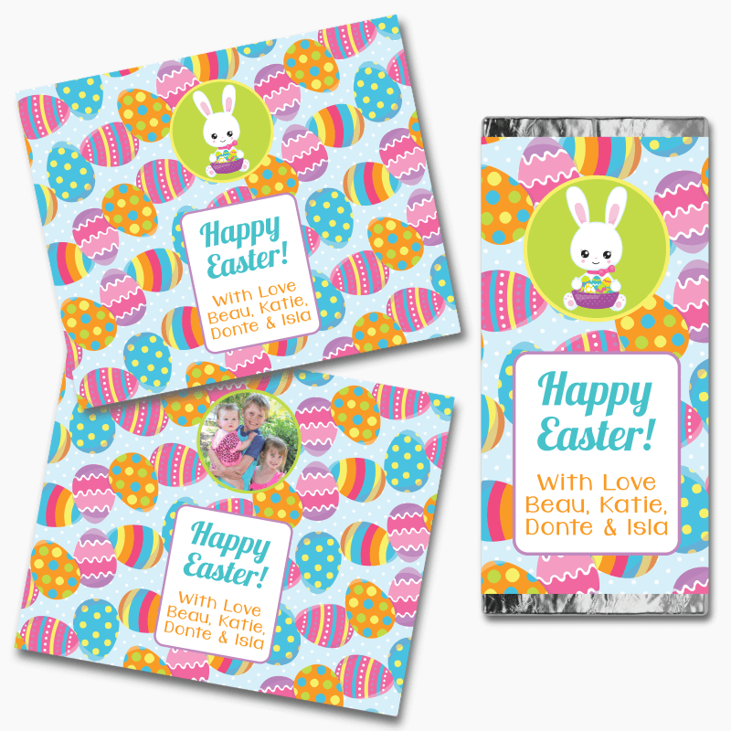 Personalised 'Bunny & Egg' Easter Gift Mini Chocolate Labels