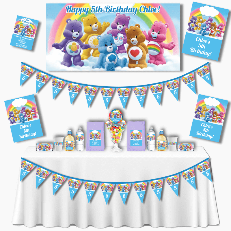 Personalised Care Bears Birthday Grand Party Pack Decorations - Katie J  Design and Events