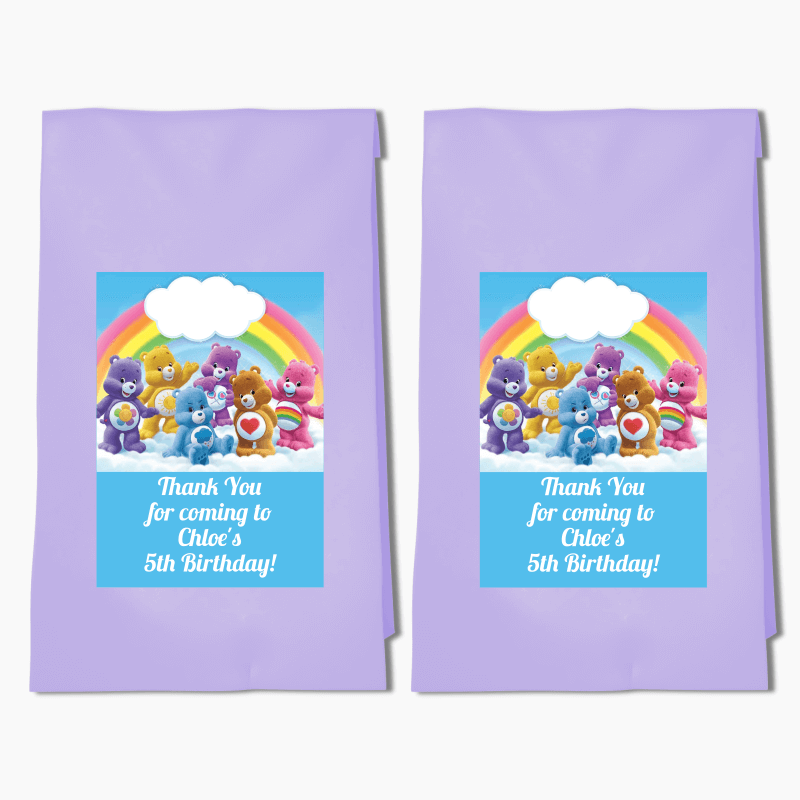 Personalised Care Bears Birthday Party Bags &amp; Labels