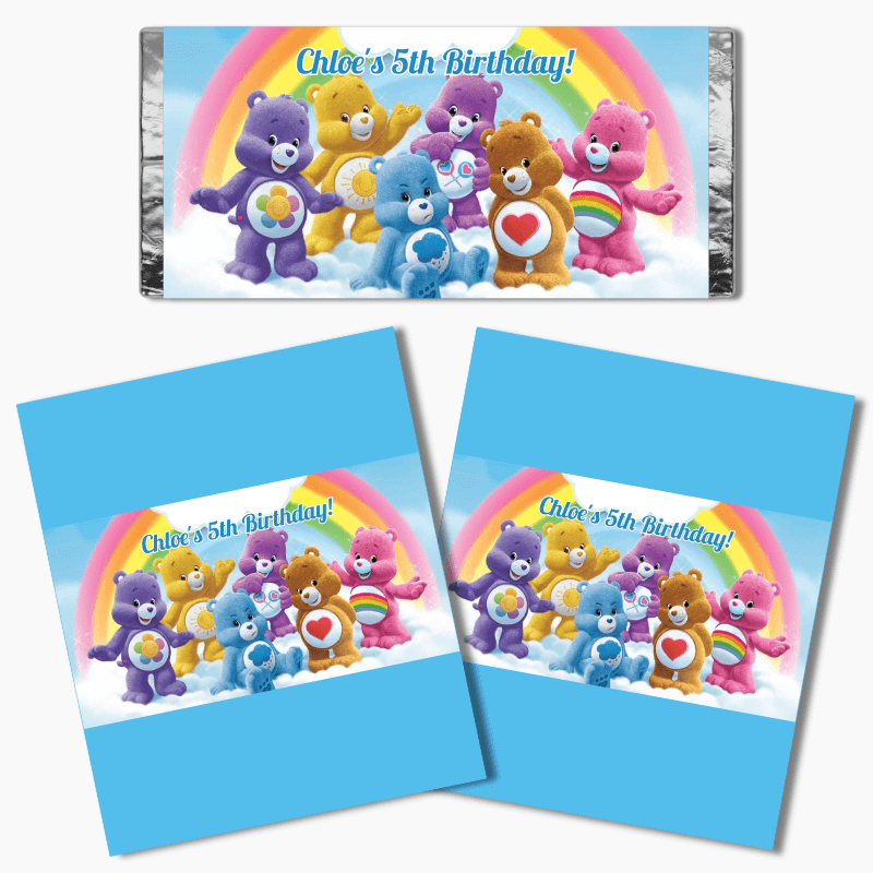 Personalised Care Bears Birthday Party Mini Chocolate Labels