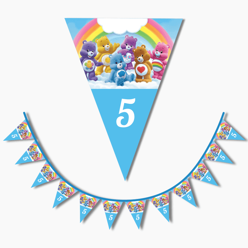 Personalised Care Bears Birthday Party Flag Bunting with Age