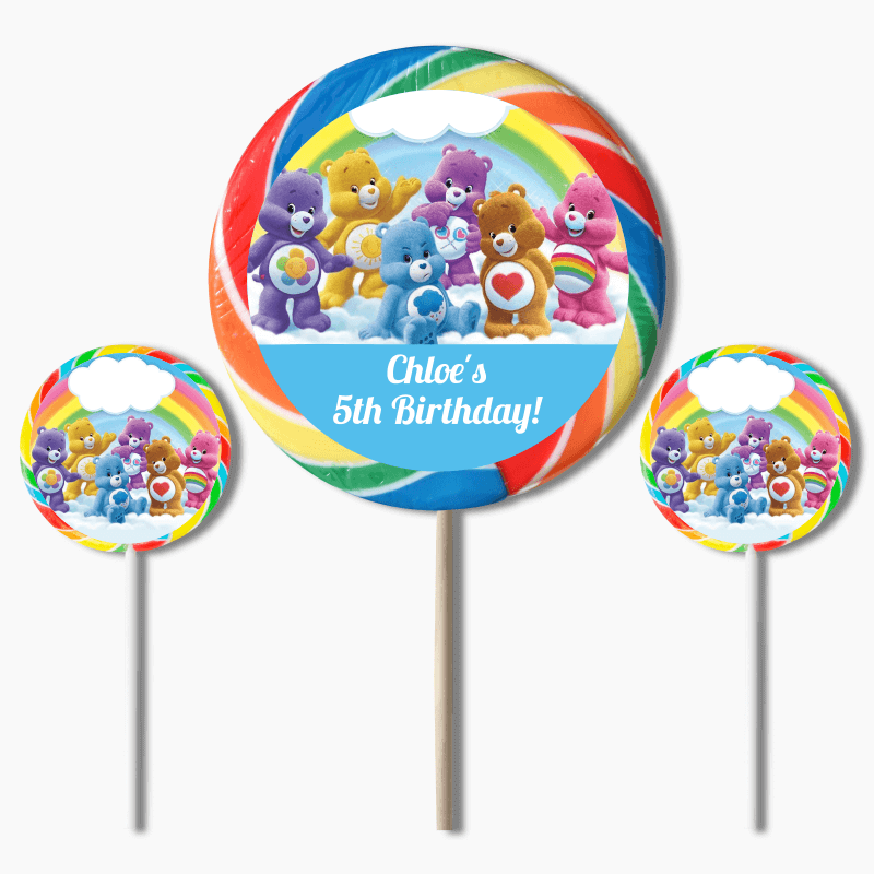Personalised Care Bears Birthday Party Round Stickers