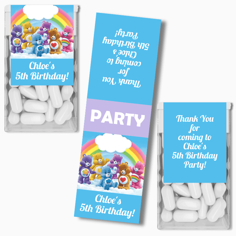 Personalised Care Bears Birthday Party Tic Tac Labels