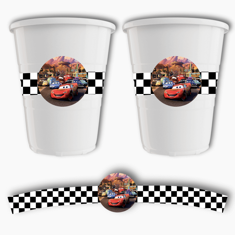 Cars Lightning McQueen Birthday Party Cup Stickers