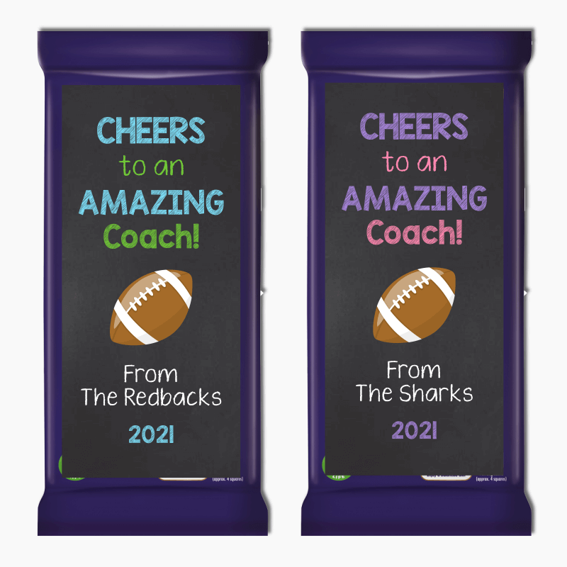 Cheers Football Coach Gift Cadbury Chocolate Labels