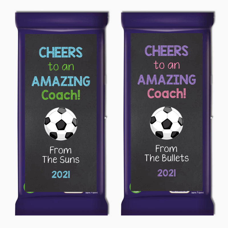 Cheers Soccer Coach Gift Cadbury Chocolate Labels