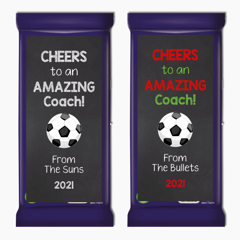 Cheers Soccer Coach Gift Cadbury Chocolate Labels