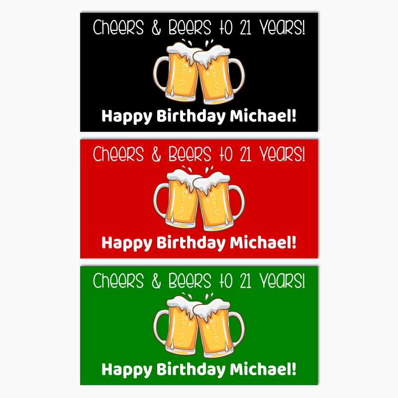 Blue Cheers & Beers Birthday Party Banners