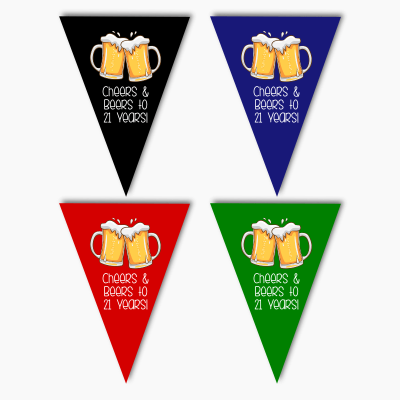 Green Cheers & Beers Birthday Party Flag Bunting