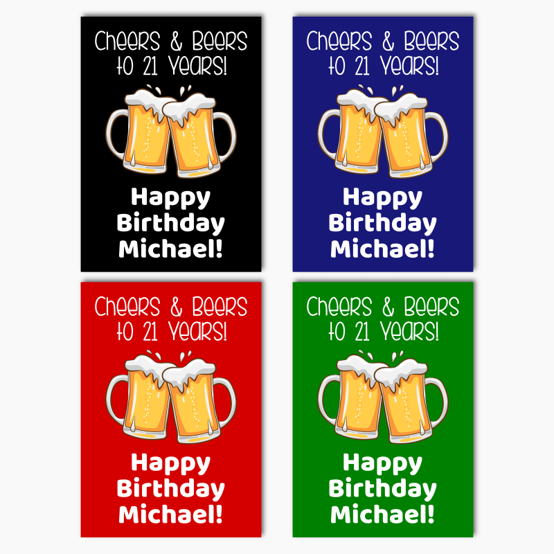 Black Cheers & Beers Birthday Party Posters