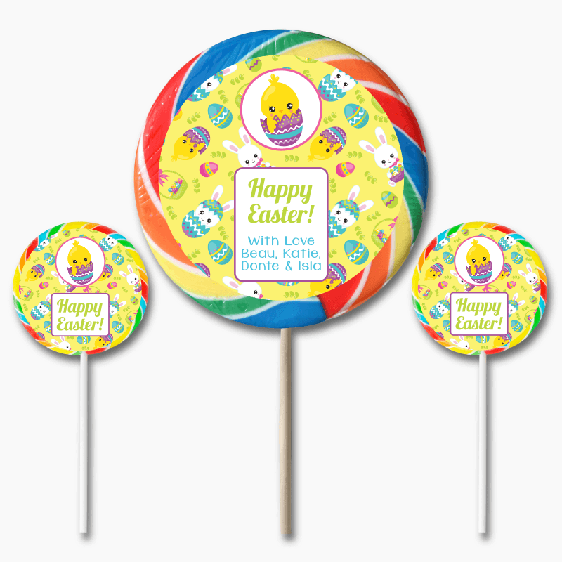 Custom 'Chick & Bunny' Easter Gift Round Stickers