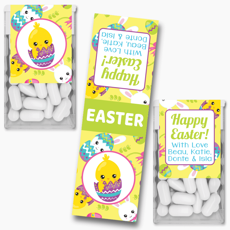 &#39;Chick &amp; Bunny&#39; Easter Gift Tic Tac Labels