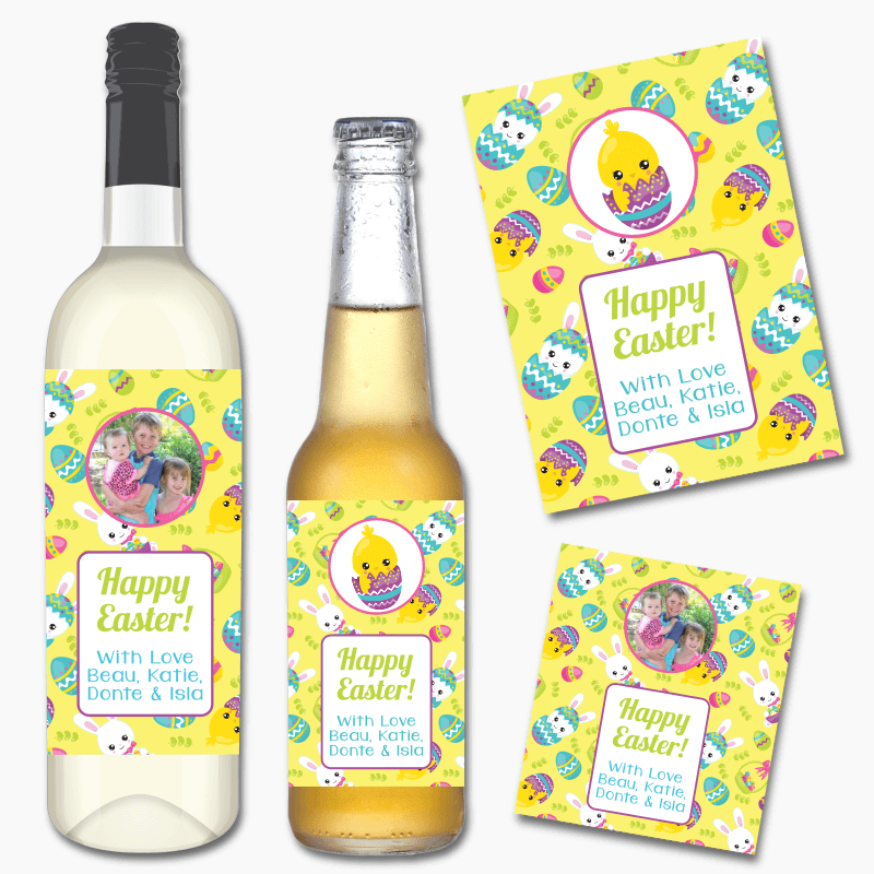 Chick & Bunny Easter Gift Wine & Beer Labels