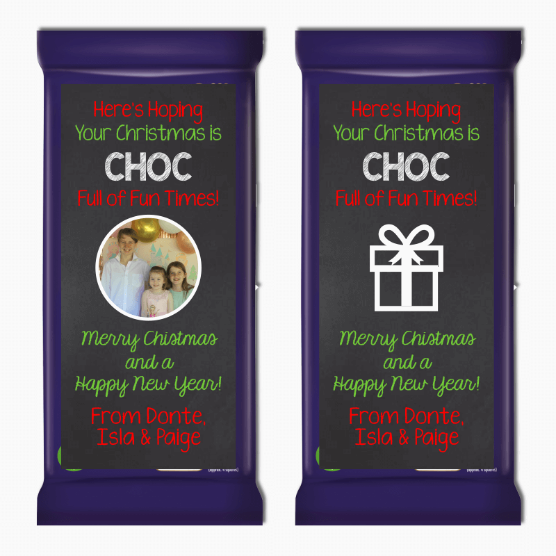 Choc Full of Fun Christmas Gift Cadbury Chocolate Labels