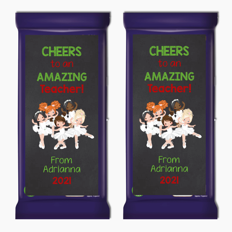 Personalised Christmas Ballerina Dance Teacher Gift Cadbury Chocolate