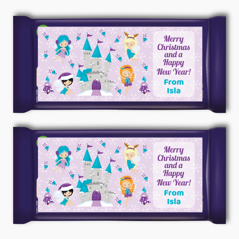 Custom Winter Fairies Christmas Gift Cadbury Chocolate Labels