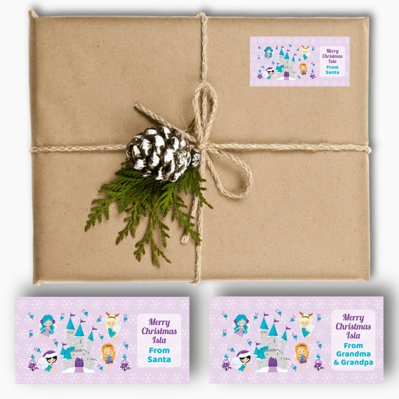 Personalised Winter Fairies Christmas Gift Labels