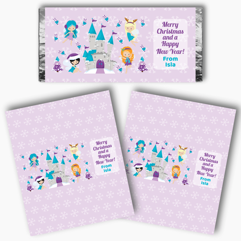 Winter Fairies Christmas Gift Mini Chocolate Labels