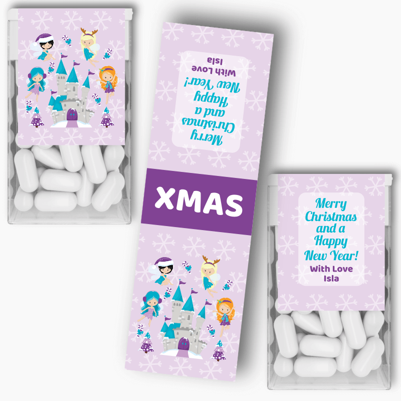 Personalised Winter Fairies Christmas Gift Tic Tac Labels