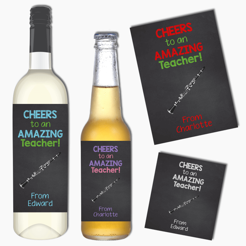 Clarinet Music Teacher Gift Wine & Beer Labels