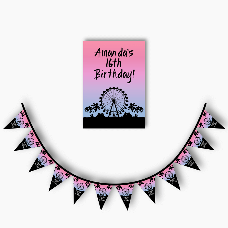 Personalised Coachella Festival Party Poster &amp; Flag Bunting Combo