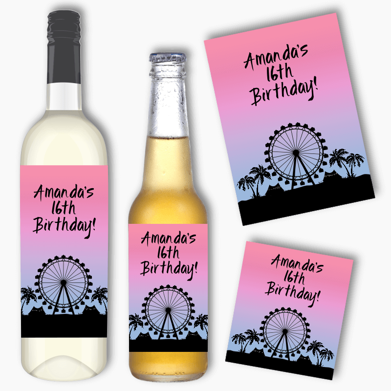 Personalised Coachella Festival Party Wine &amp; Beer Labels