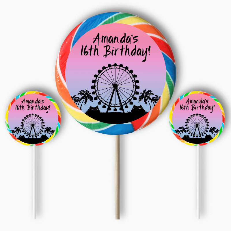 Personalised Coachella Festival Party Round Lollipop Stickers