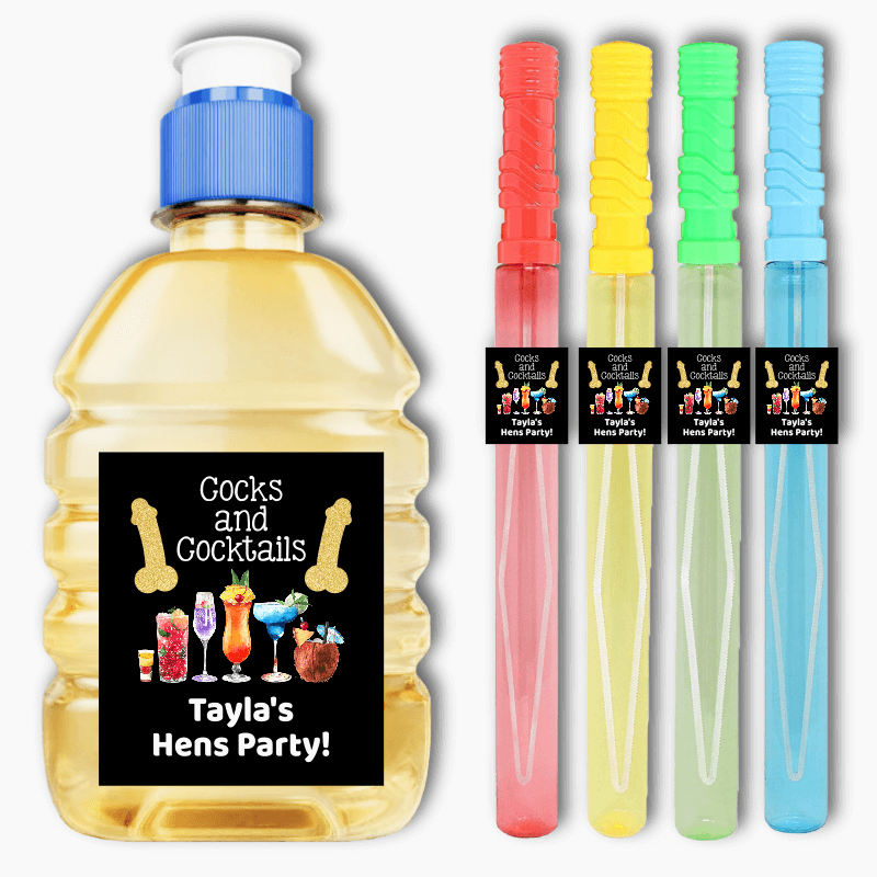 Personalised Cocks & Cocktails Hens Party Rectangle Stickers