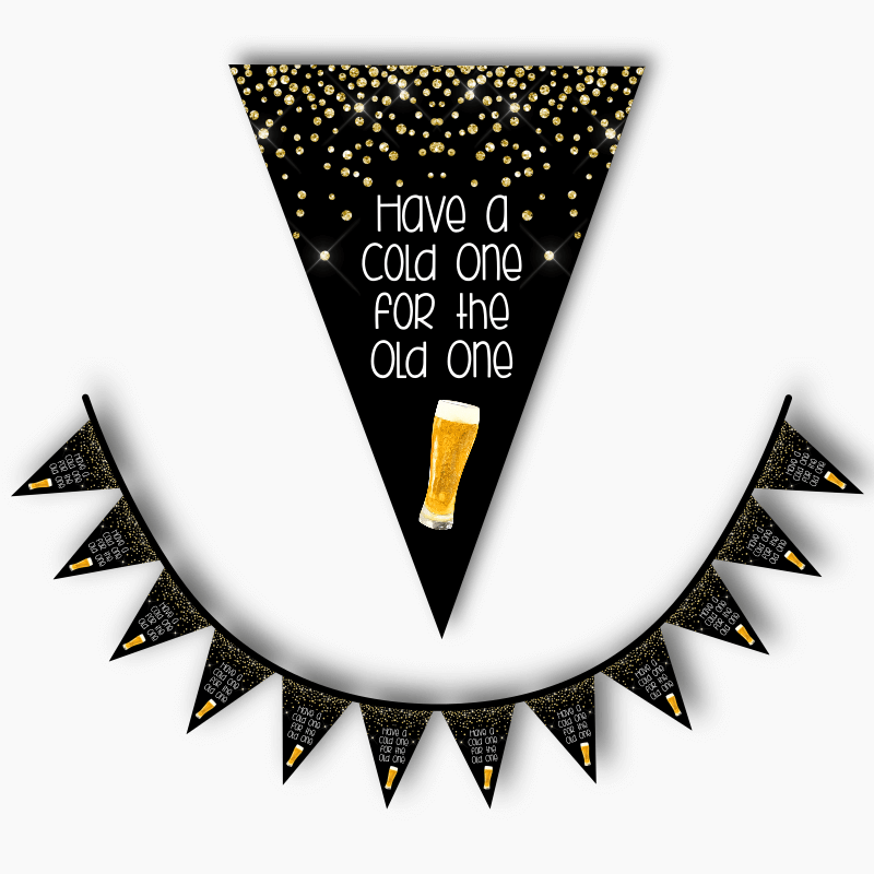 Personalised Cold One for the Old One Birthday Party Flag Bunting