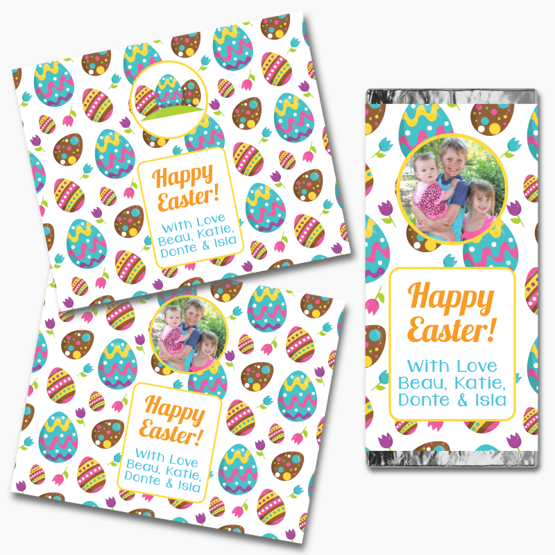 &#39;Colourful Eggs&#39; Easter Gift Mini Chocolate Labels