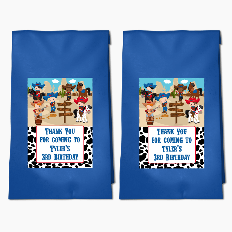 Personalised Cowboy Birthday Party Bags & Labels