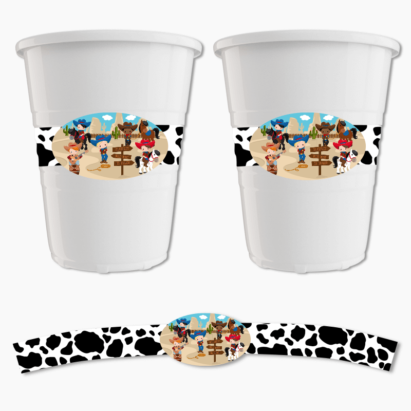 Cowboy Birthday Party Cup Stickers