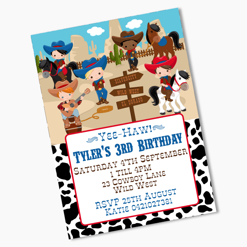 Personalised Cowboy Birthday Party Invites