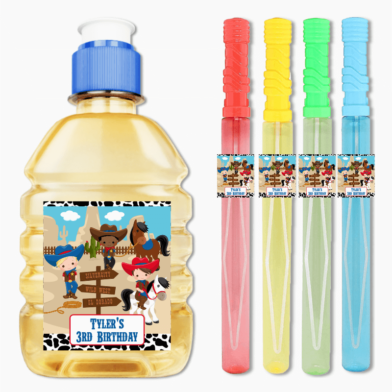 Personalised Cowboy Birthday Party Rectangle Stickers