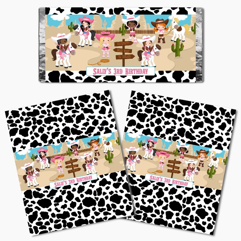 Personalised Cowgirl Birthday Party Mini Chocolate Labels