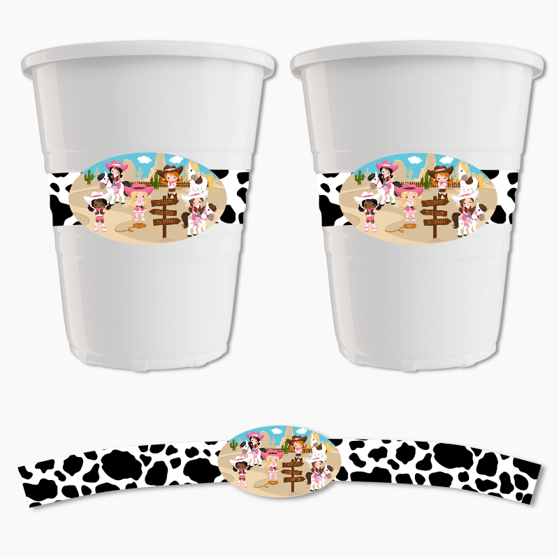 Cowgirl Birthday Party Cup Stickers
