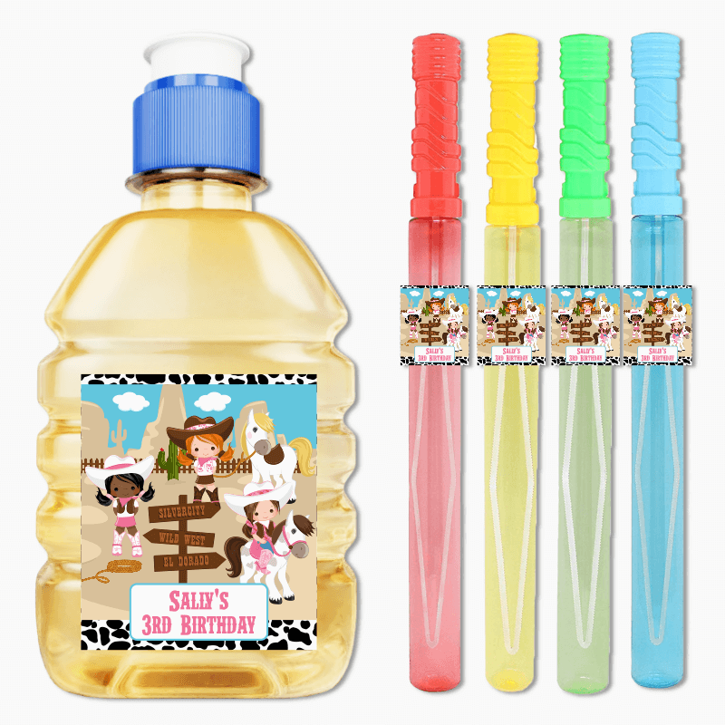 Personalised Cowgirl Birthday Party Rectangle Stickers