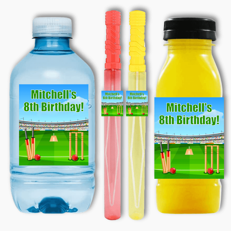 Cricket Birthday Party Rectangle Favour Stickers