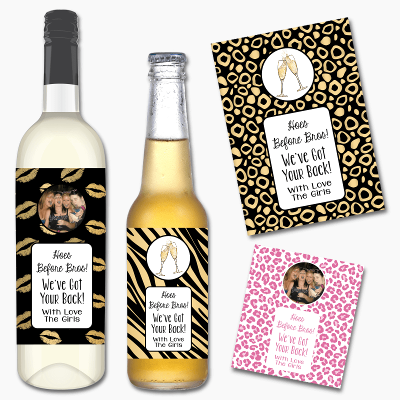 Custom Lips &amp; Animal Prints Friendship Gift Wine &amp; Beer Labels