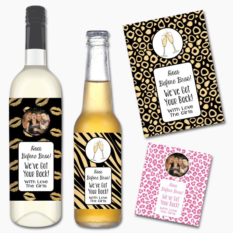 Custom Lips & Animal Prints Friendship Gift Wine & Beer Labels