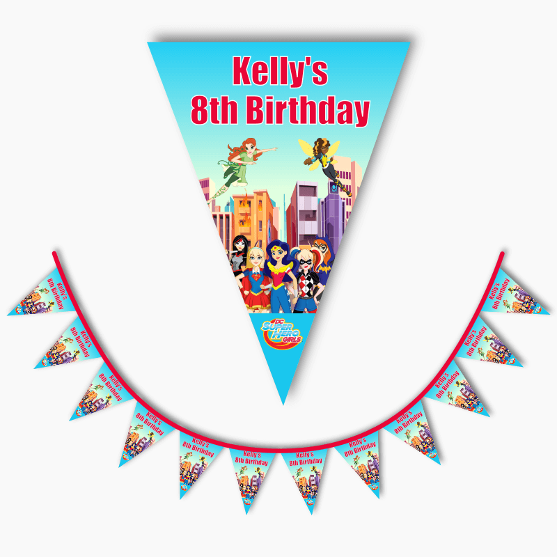 Personalised DC Super Hero Girls Party Flag Bunting